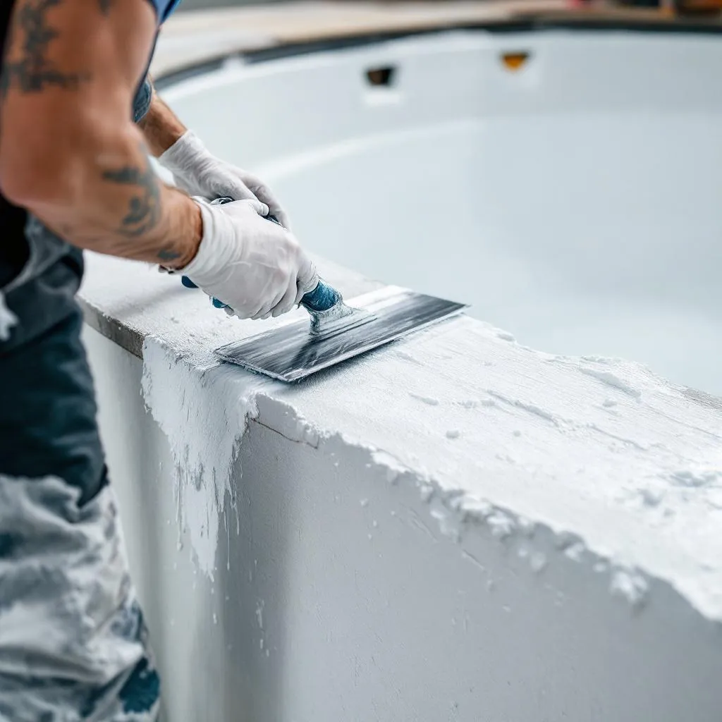 Pool resurfacing work in progress