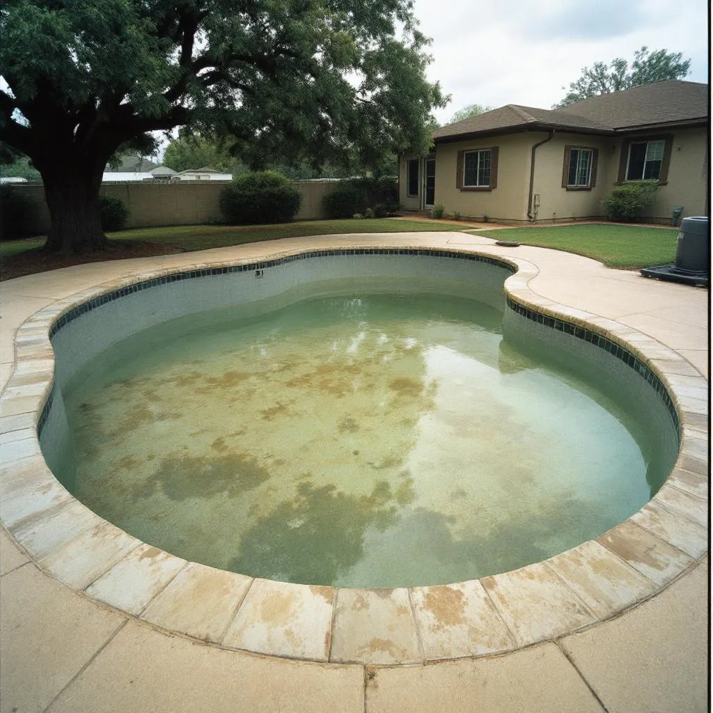 Before: faded marcite pool in Helotes